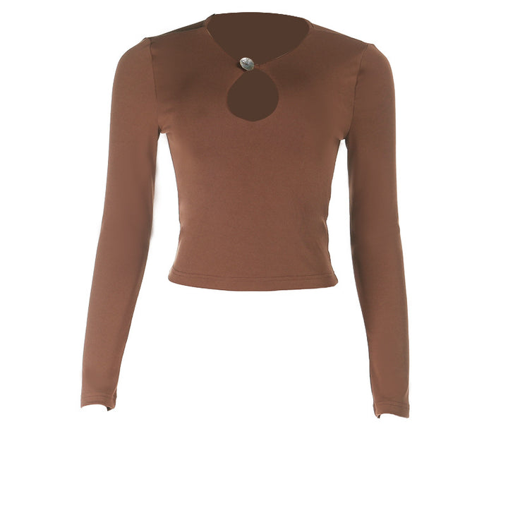 Damen Zweiteiliges figurbetontes Stretch-Set mit Langarm-Crop-Top und Hüft-Cut-out Rock – Avérine