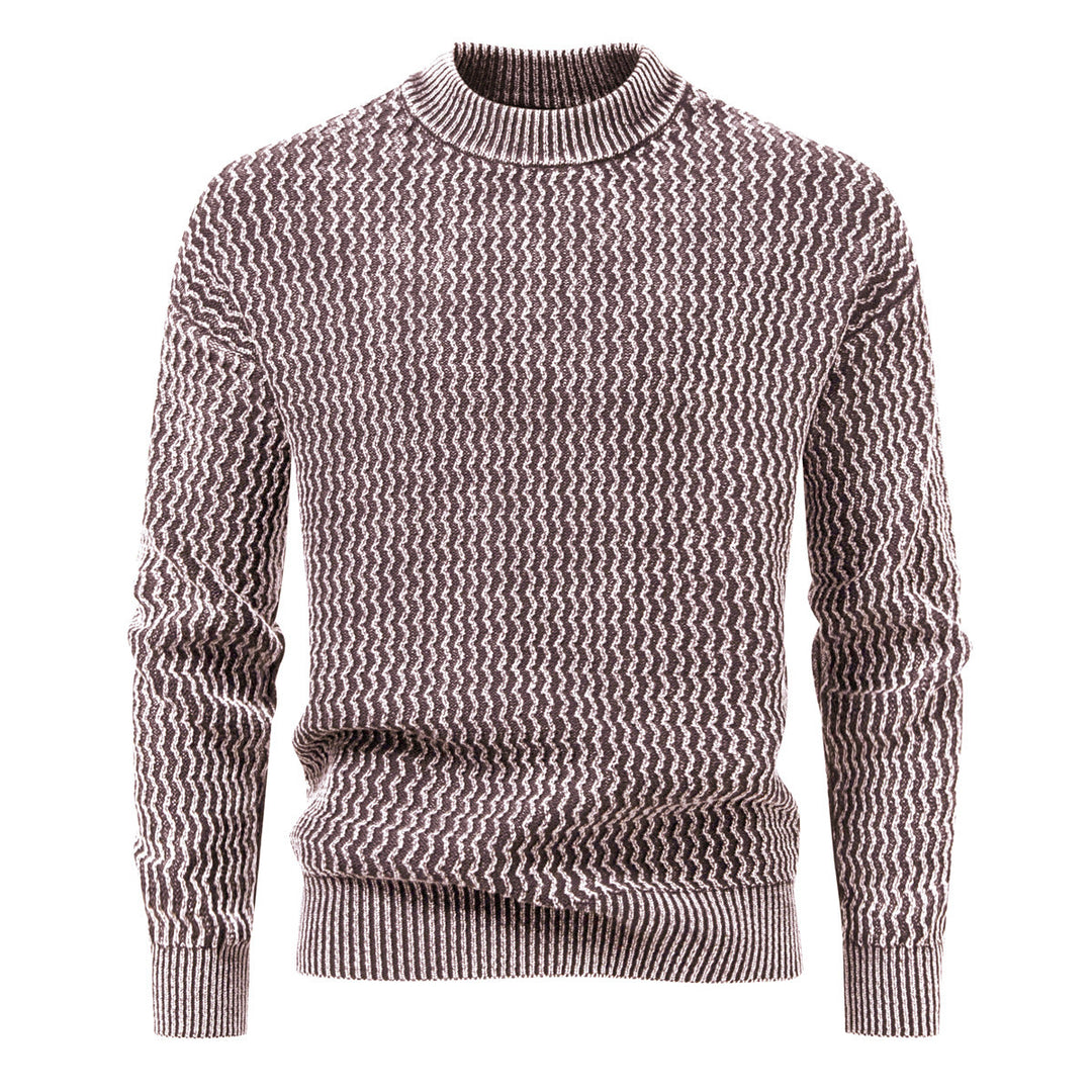 Herren Strukturierter Feinstrick-Pullover mit Stehkragen und Zickzackmuster Echo Archiv