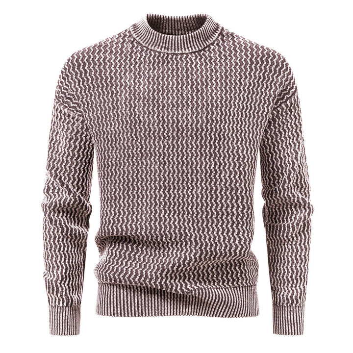 Herren Strukturierter Feinstrick-Pullover mit Stehkragen und Zickzackmuster Echo Archiv