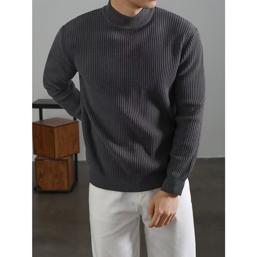 Herren Modischer Rollkragenpullover aus Rippstrick Echoarchiv