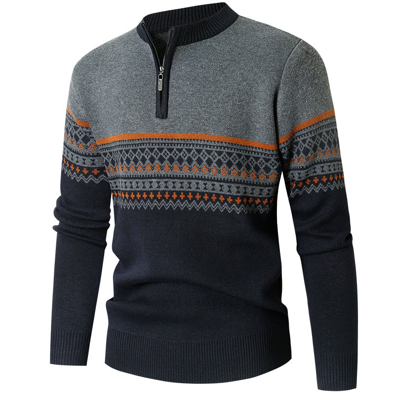 Herren Pullover mit modernem Reißverschluss und geometrischem Muster Echoarchiv