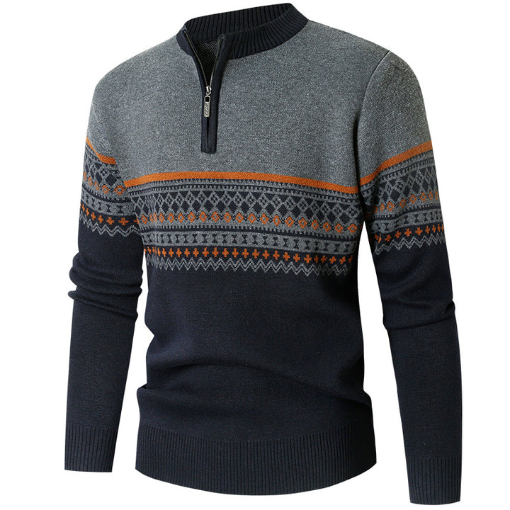 Herren Pullover mit modernem Reißverschluss und geometrischem Muster Echoarchiv