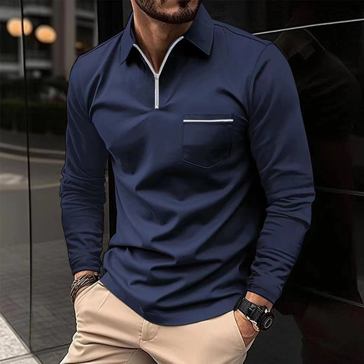 Herren Langarmshirt mit Reißverschluss und Brusttasche Echoarchiv