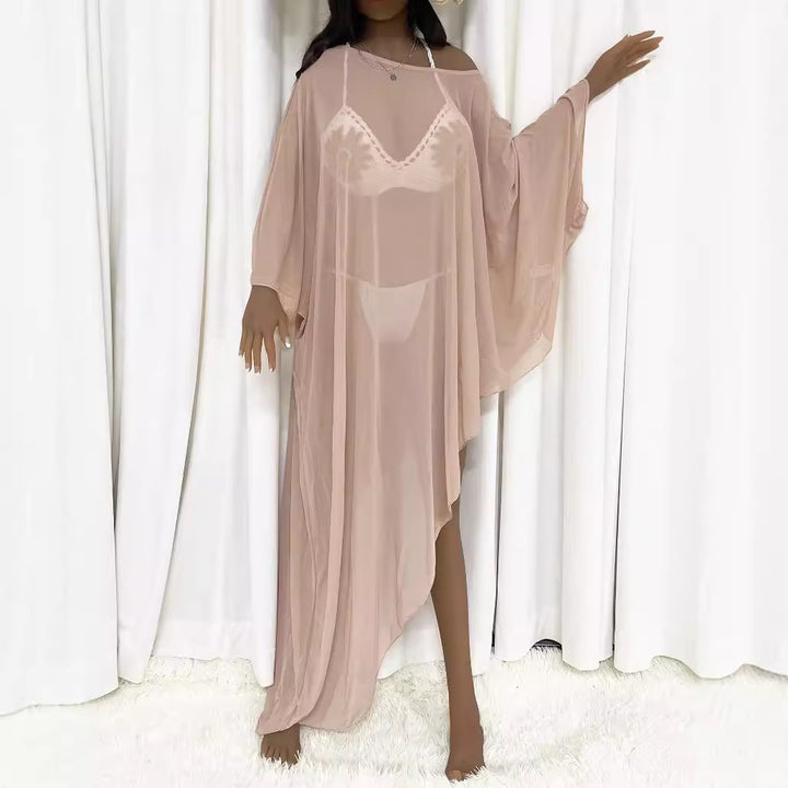 Damen transparenter Strandüberwurf mit eleganten Ärmeln Echo Archiv