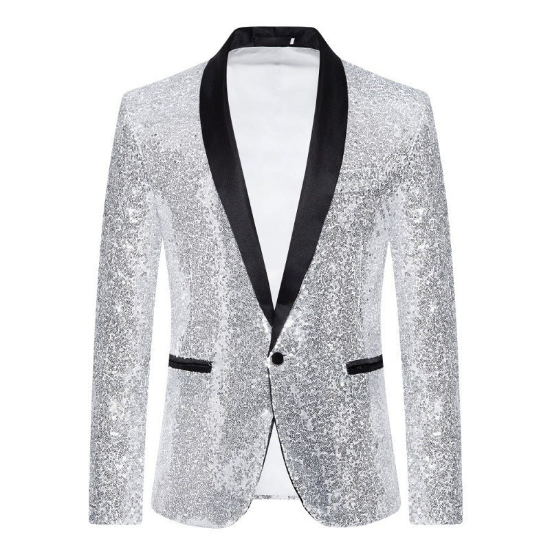 Herren Pailletten-Blazer mit Schalkragen – Tianoro