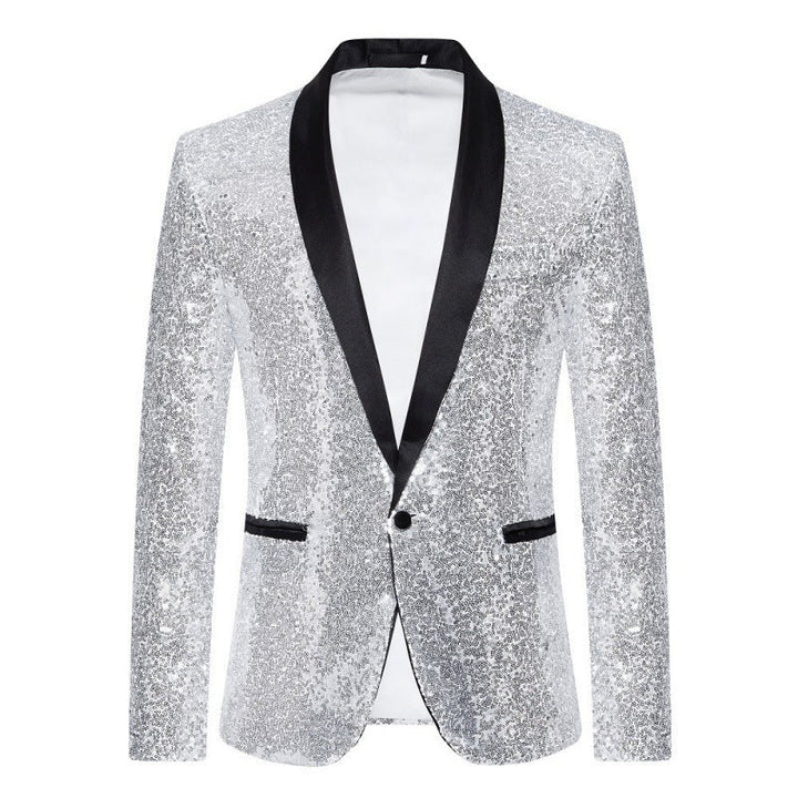 Herren Pailletten-Blazer mit Schalkragen – Tianoro