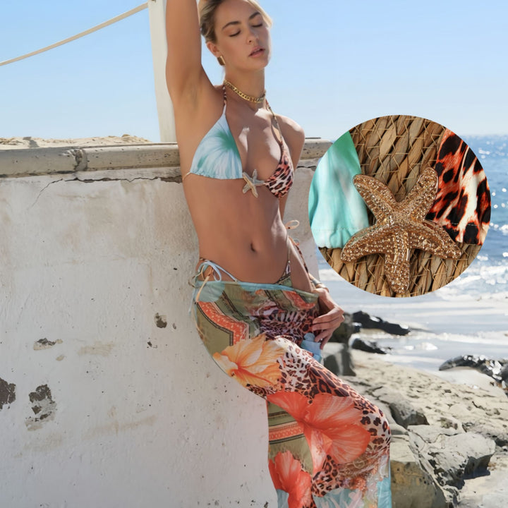 Damen Bikini-Set mit floralem Design und eleganter Maxiröcke Echo Archiv