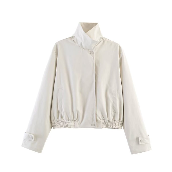 Damen Kurz geschnittener Boxy-Blouson mit hohem Stehkragen, Druckknopfleiste und elastischem Saum Echo Archiv