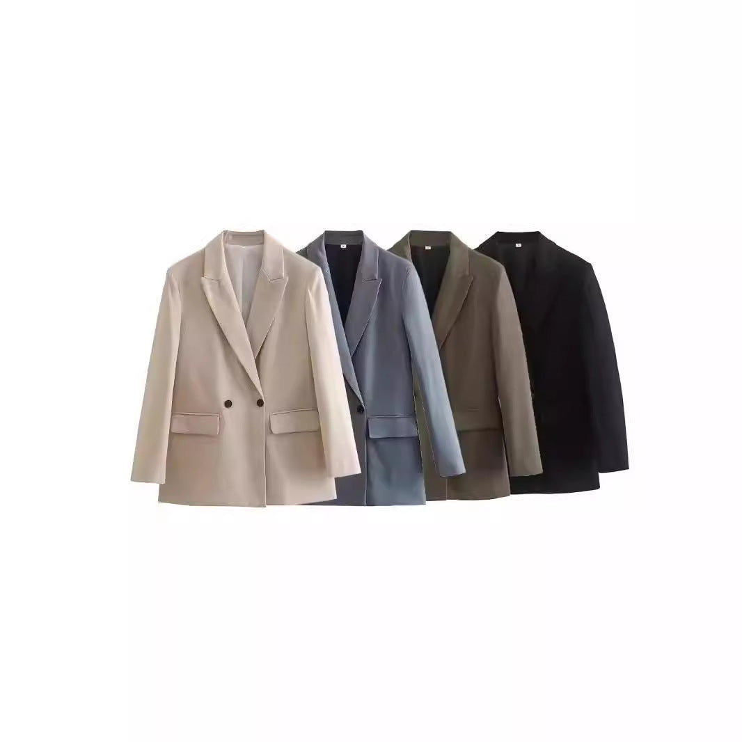 Damen nan taillierter Doppelreiher-Blazer mit spitzem Revers, Pattentaschen und leichtem Innenfutter Echo Archiv