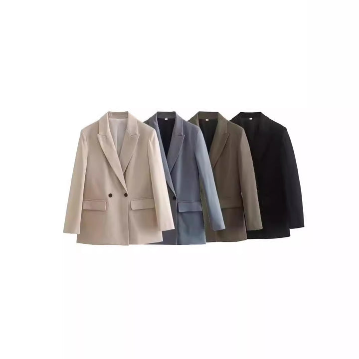 Damen nan taillierter Doppelreiher-Blazer mit spitzem Revers, Pattentaschen und leichtem Innenfutter Echo Archiv