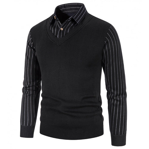 Herren Strickpullover mit V-Ausschnitt und kontrastierenden Ärmeln Echoarchiv