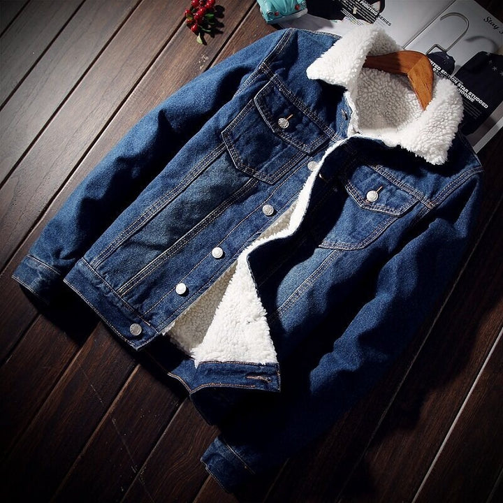 Damen Lässige Denimjacke mit Fleece-Futter Echoarchiv
