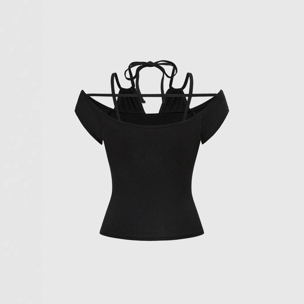 Damen Off-Shoulder Top mit funkelndem Kreuz-Design Echo Archiv