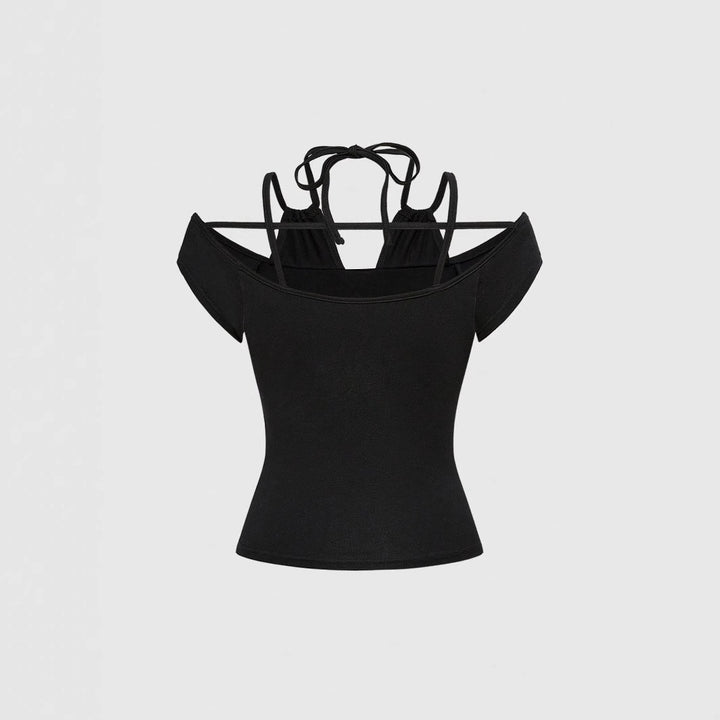 Damen Off-Shoulder Top mit funkelndem Kreuz-Design Echo Archiv