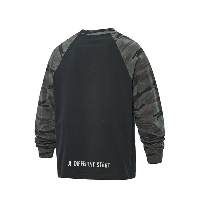 Unisex Oversize-Sweatshirt mit Camouflage-Raglanärmeln und geprägtetem Frontlogo Echoarchiv