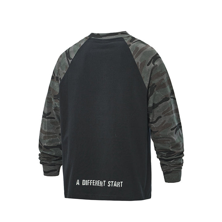 Unisex Oversize-Sweatshirt mit Camouflage-Raglanärmeln und geprägtetem Frontlogo Echoarchiv