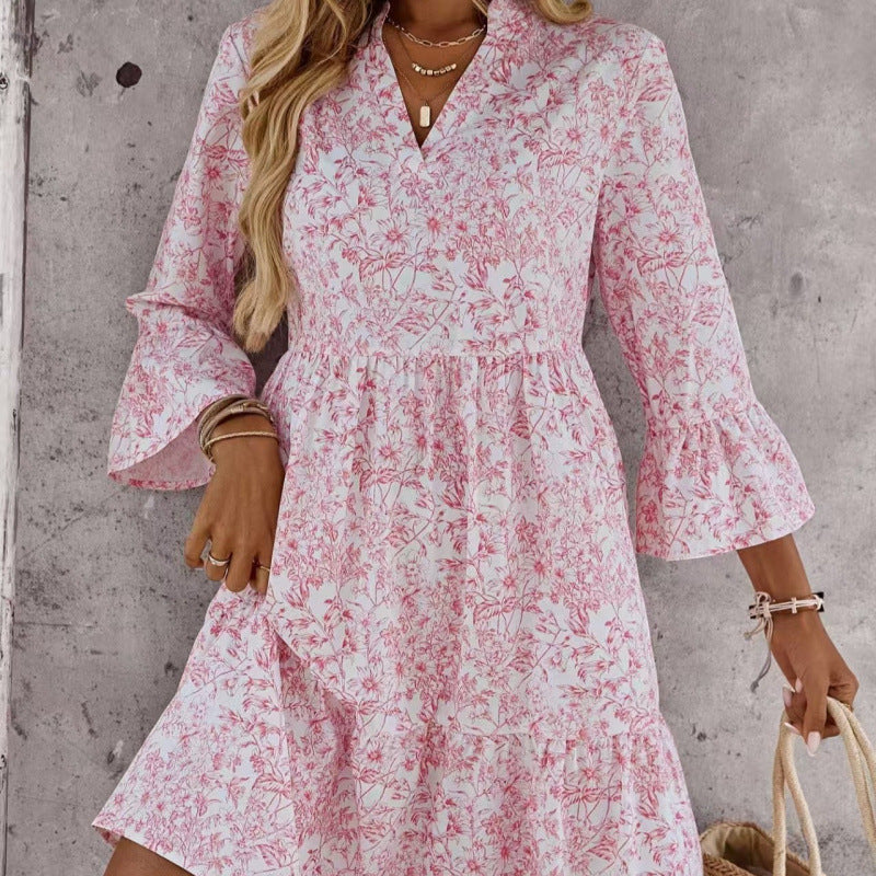 Damen Sommerliches Chiffonkleid mit floralem Design und Rüschendetails Echo Archiv