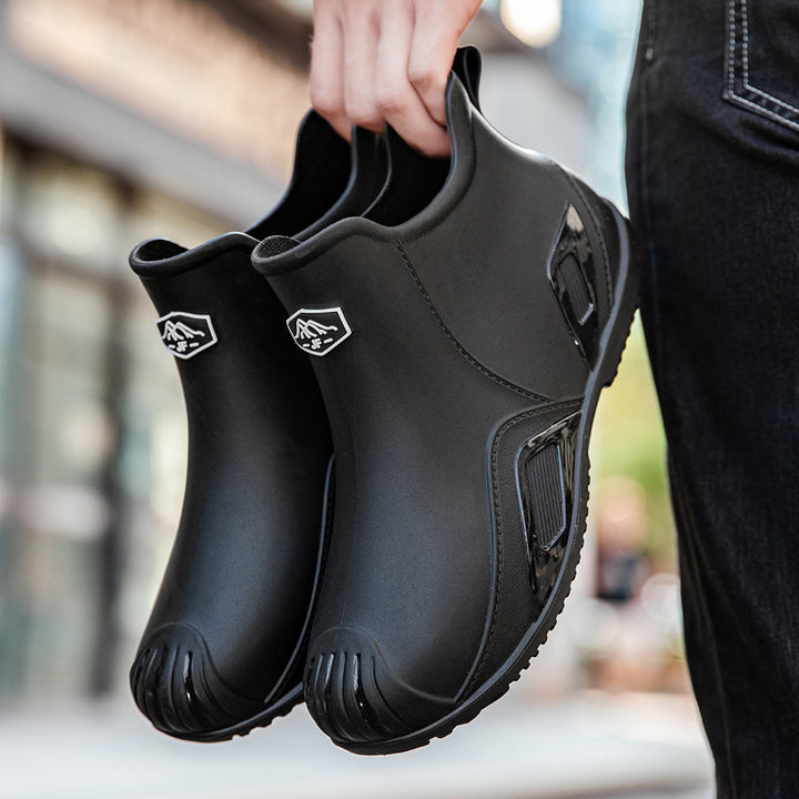 Herren Slip-On Kurzschaft-Gummiregenstiefelette mit griffiger Kontrastlaufsohle Echoarhiv – Tavélo