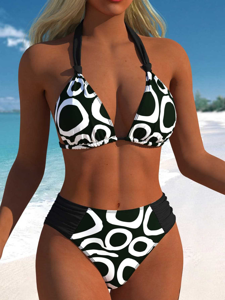 Damen Bikini-Set mit modernem grafischen Muster und hohem Schnitt Echo Archiv