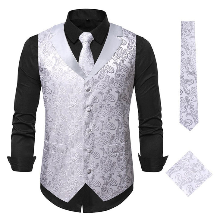 Herren elegante Weste mit floralem Jacquard-Muster und passendem Krawatten-Set Echoarchiv