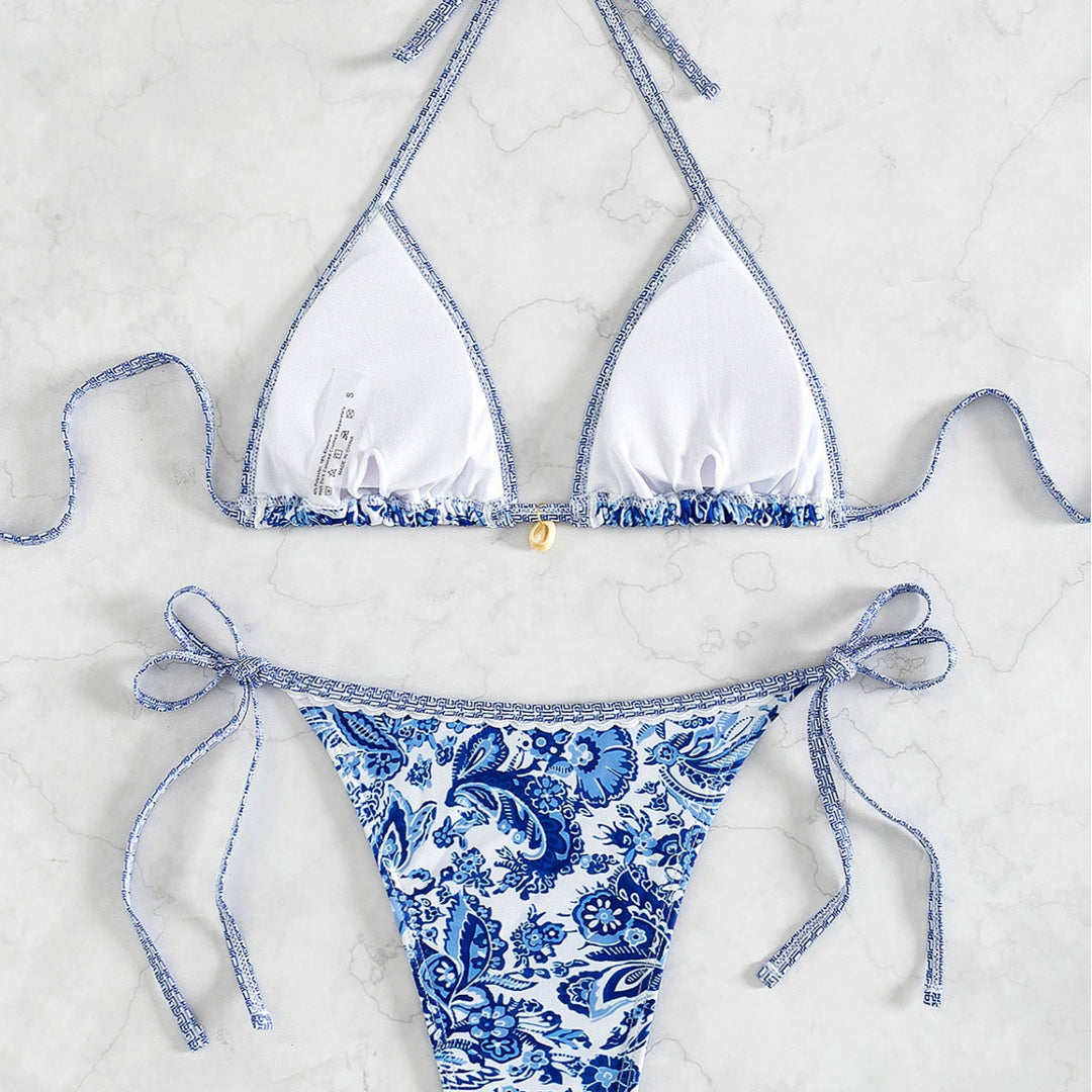 Damen Triangel-Bikini mit verspieltem Floral-Design und Bindebändern Echo Archiv