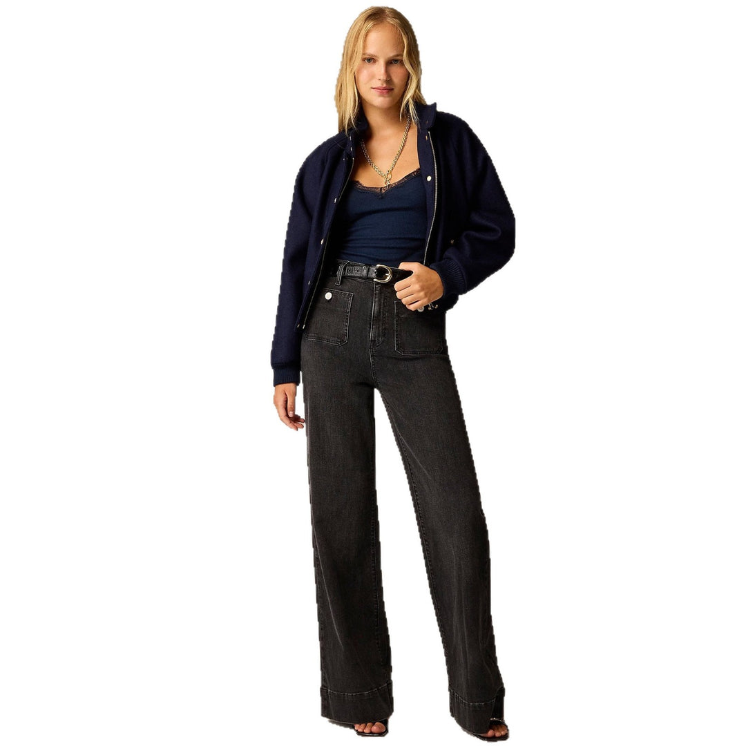 Damen nan High-Waist Wide-Leg-Jeans mit aufgesetzten Fronttaschen und weitem Bein Echo Archiv