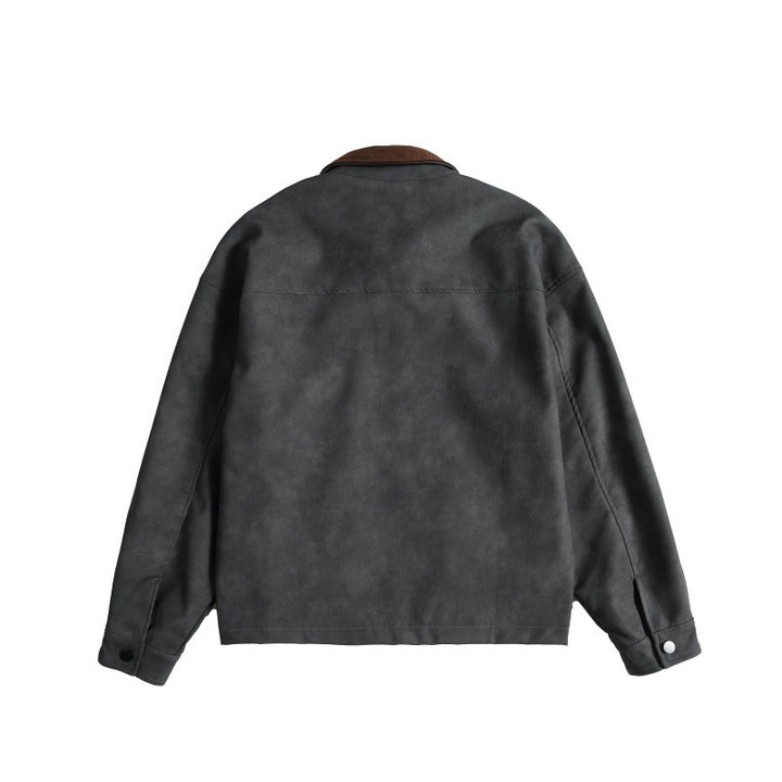 Damen Oversize Wildleder‑Optik Bomberjacke mit Cordkragen und verdecktem Reißverschluss Echoarchiv
