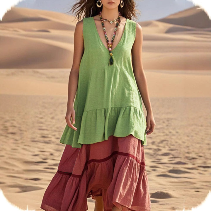 Damen lässiges Maxikleid mit voluminösem Saum Echo Archiv