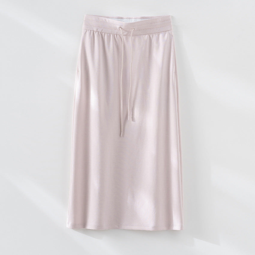 Damen Jersey-Midirock mit elastischem Tunnelzugbund und geradem Fall Echoarchiv