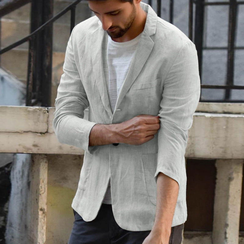 Herren eleganter Leinen-Blazer mit modernem Schnitt und Taschen Echoarchiv