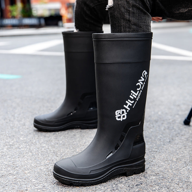 Herren Wasserdichte Gummistiefel mit verstellbarem Schaftabschluss und profiliertem Dämpfungssohlensystem Echoarhiv – Tavélo