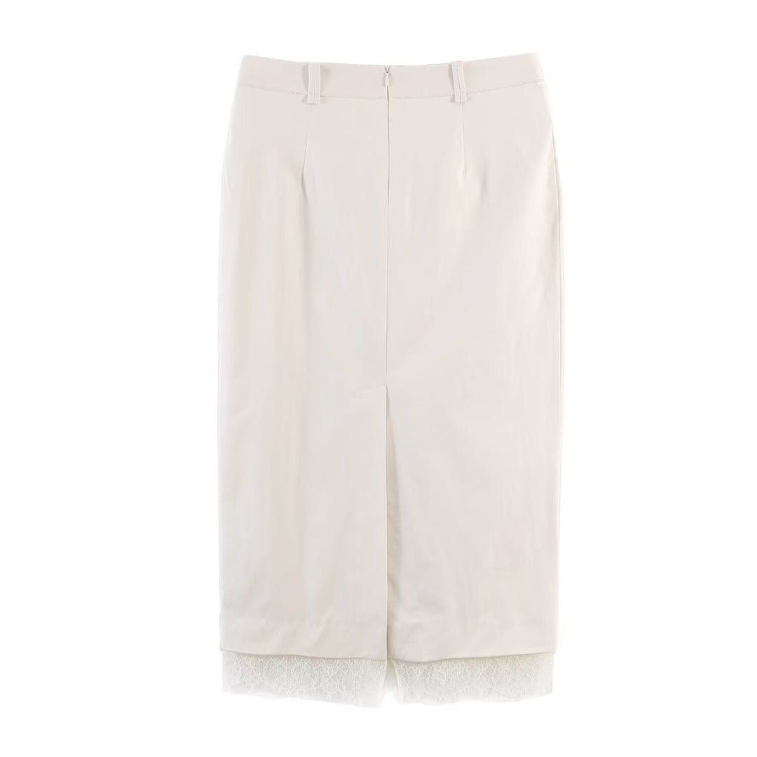 Damen eleganter Bleistiftrock mit transparentem Spitzenabschluss Echo Archiv
