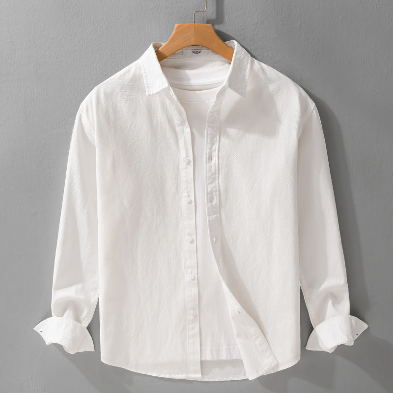 Herren Texturiertes Baumwoll-Hemdjacken-Overshirt im Relaxed-Fit mit Kentkragen Echoarchiv