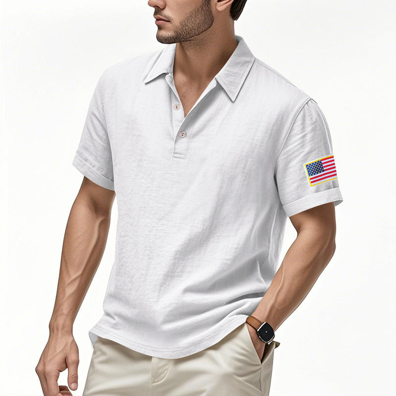 Herren Polohemd mit modischem amerikanischem Flaggenmotiv und hochwertiger Baumwolle Echoarchiv