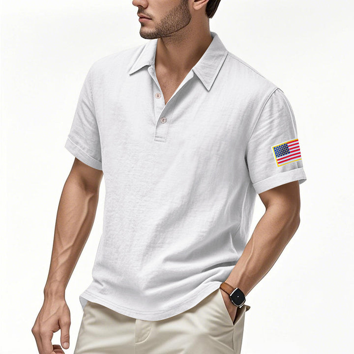 Herren Polohemd mit modischem amerikanischem Flaggenmotiv und hochwertiger Baumwolle Echoarchiv