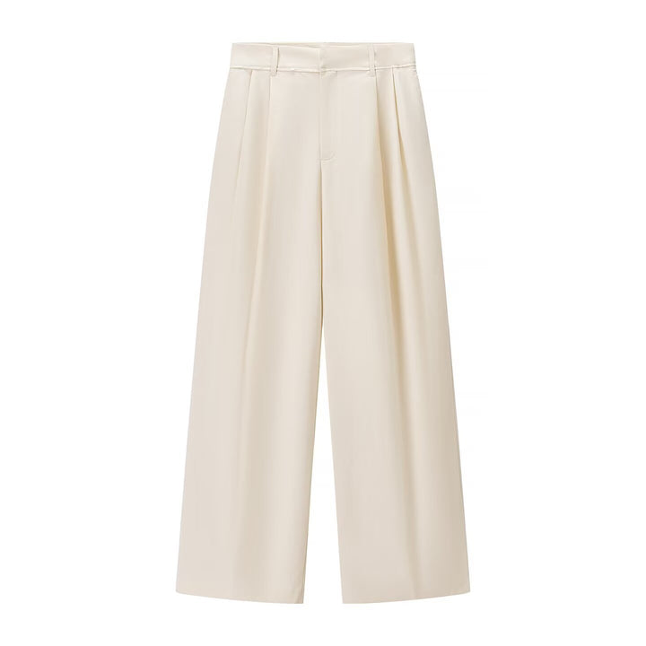 Damen Hochtaillierte Palazzohose mit Bundfalten und weitem Bein Echoarchiv
