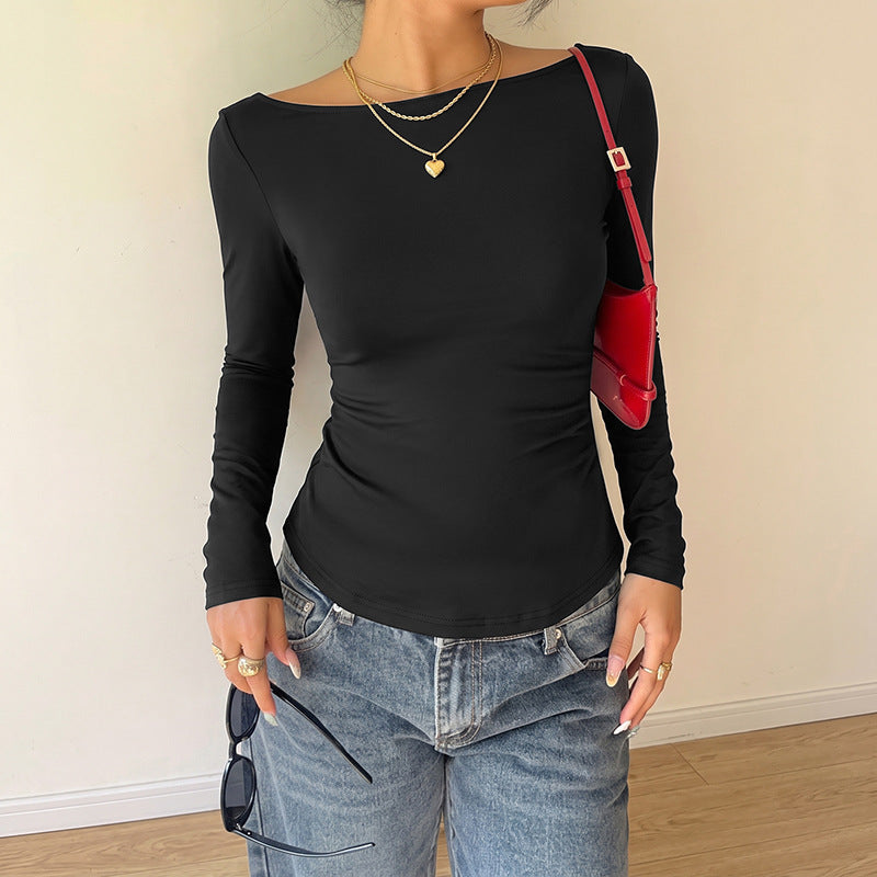 Damen Figurnahe Langarm-Strickshirt mit Rundhalsausschnitt und Stretchfit – Mavelle