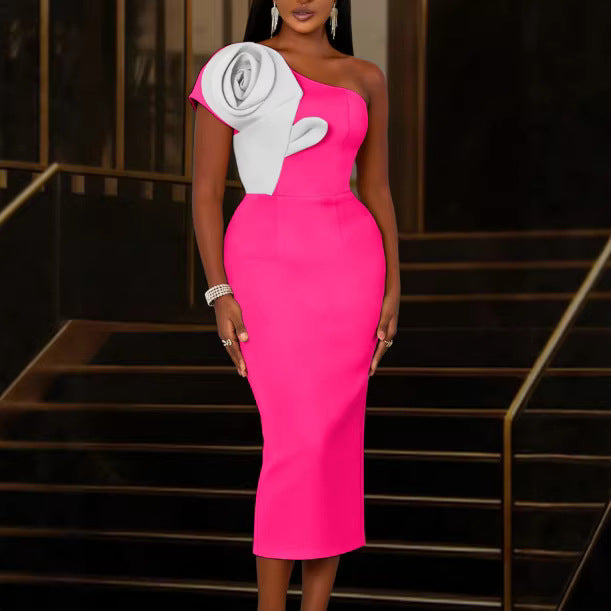 Damen Figurbetontes Cocktailkleid mit asymmetrischem Rüschendesign Echo Archiv