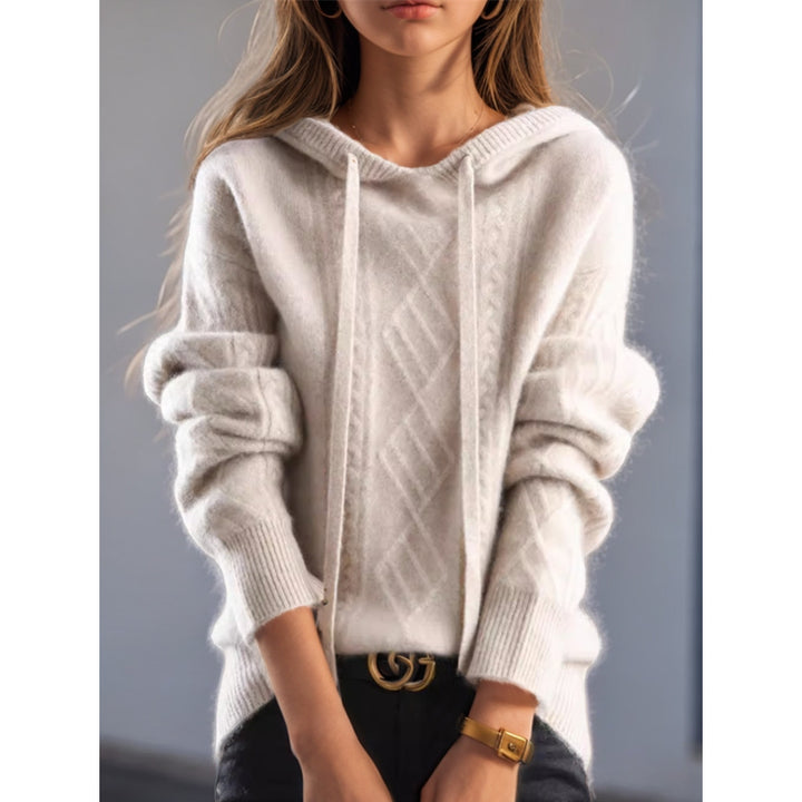 Damen nan kuscheliger Kapuzenpullover aus Kaschmirmischung mit Zopfmuster und Oversize-Schnitt Echo Archiv