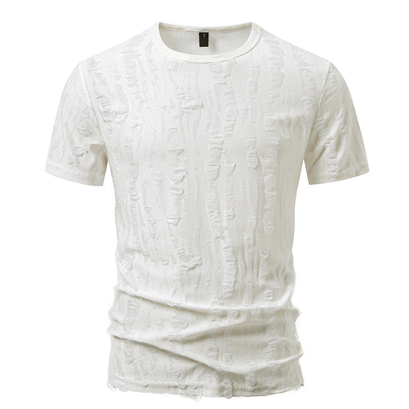 Herren lässiges T-Shirt mit strukturiertem Design und Rundhalsausschnitt Echoarchiv