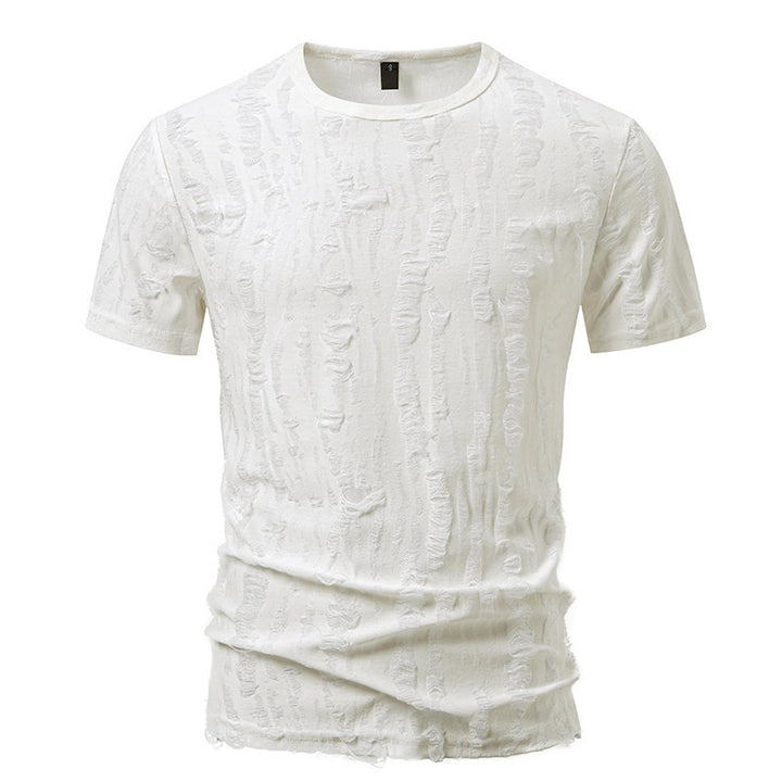 Herren lässiges T-Shirt mit strukturiertem Design und Rundhalsausschnitt Echoarchiv