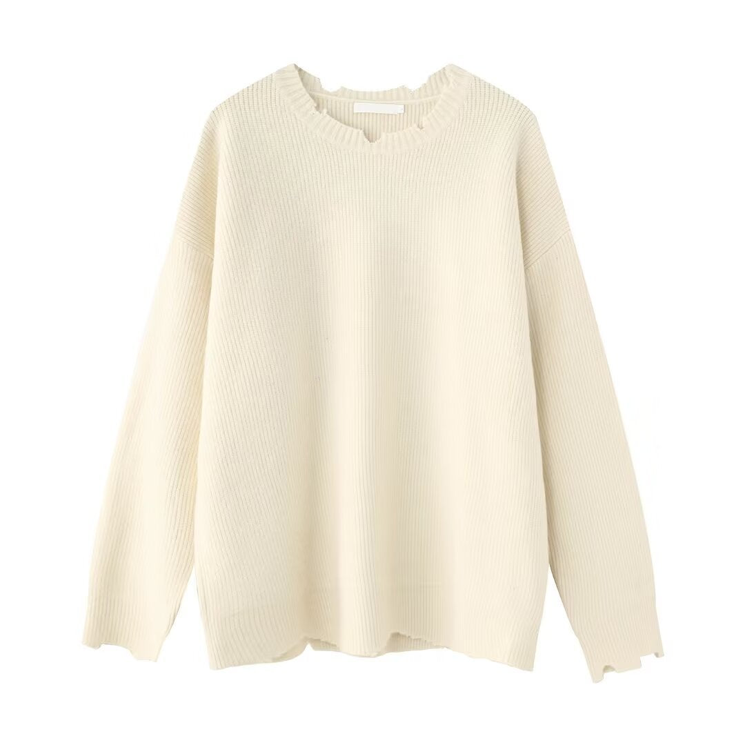 Damen Elegante Grobstrickpullover mit modernem V-Ausschnitt Echoarchiv