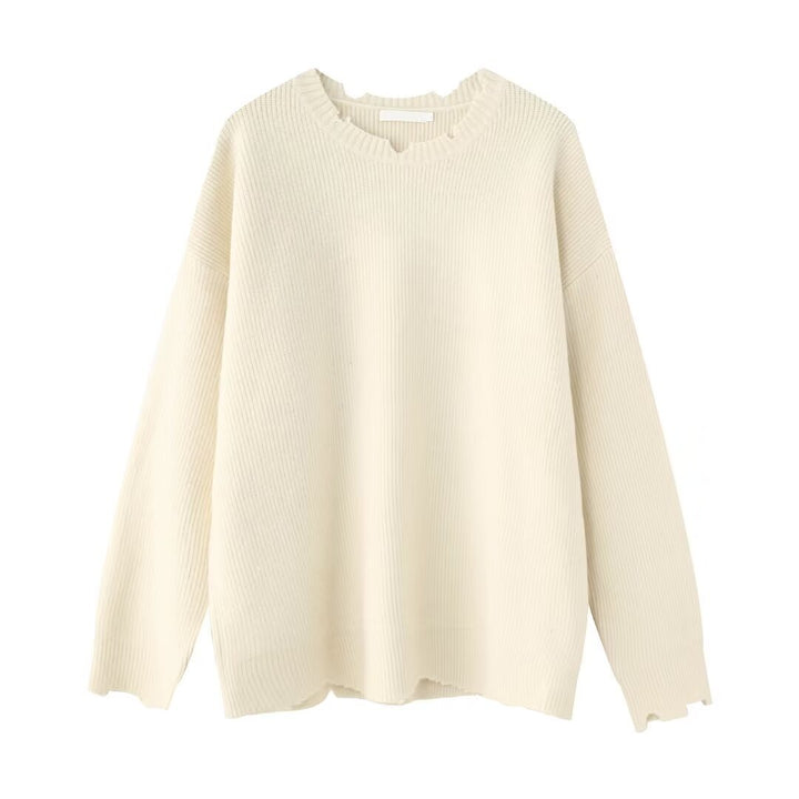 Damen Elegante Grobstrickpullover mit modernem V-Ausschnitt Echoarchiv