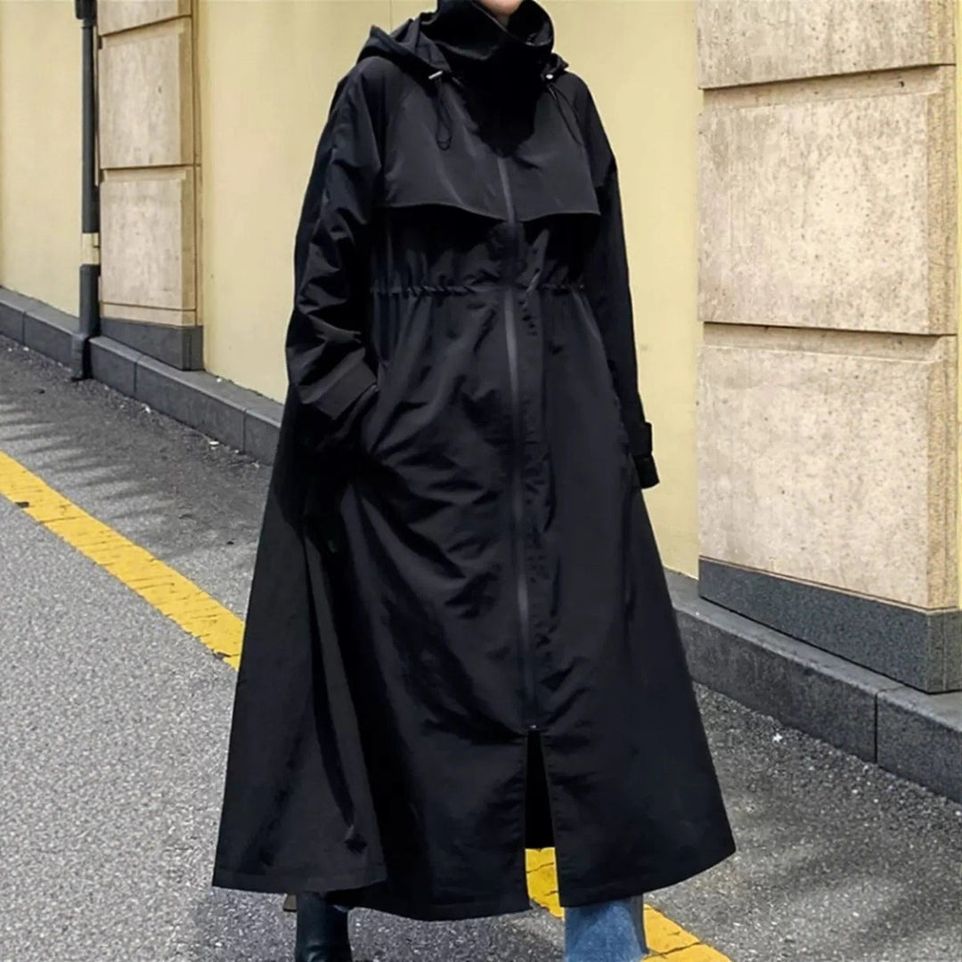 Damen Oversize-Mantel im Maxi-Look mit Kapuze und Cape‑Passe Echoarchiv