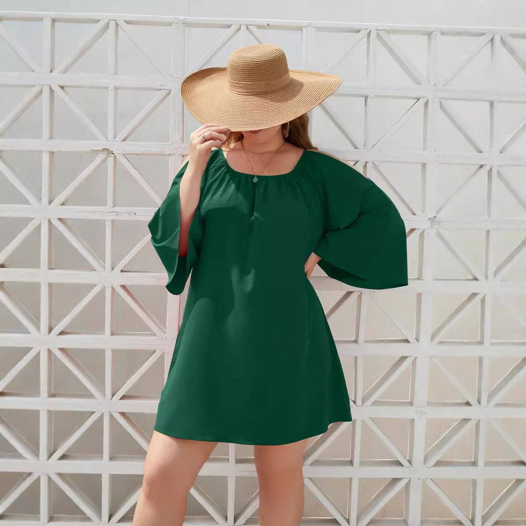 Damen Sommerkleid mit offenem Schulterdesign und voluminösen Ärmeln Echo Archiv