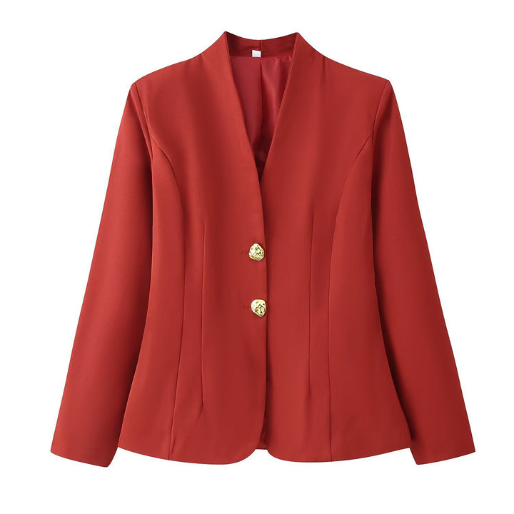 Damen Taillierter Blazer mit V‑Ausschnitt, nahtfeiner Silhouette und Zierknöpfen Echo Archiv