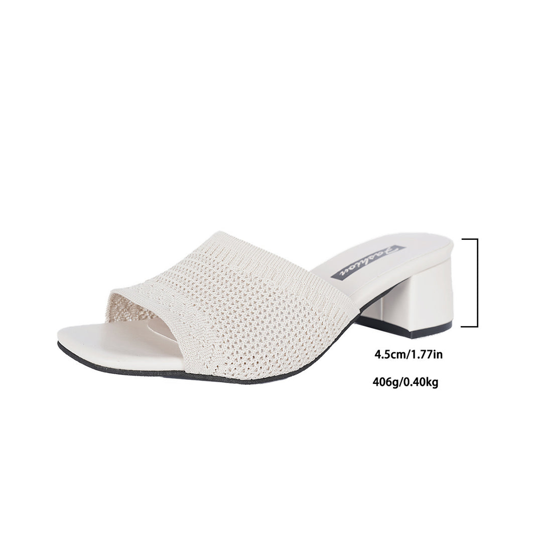 Damen nan luftige Strick-Slipper mit quadratischer Zehenform gepolstertem Komfortfußbett und mittelhohem Blockabsatz Echo Archiv