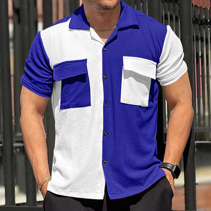 Herren Kurzarm-Hemd mit kontrastierenden Taschen und modernem Schnitt Echoarchiv