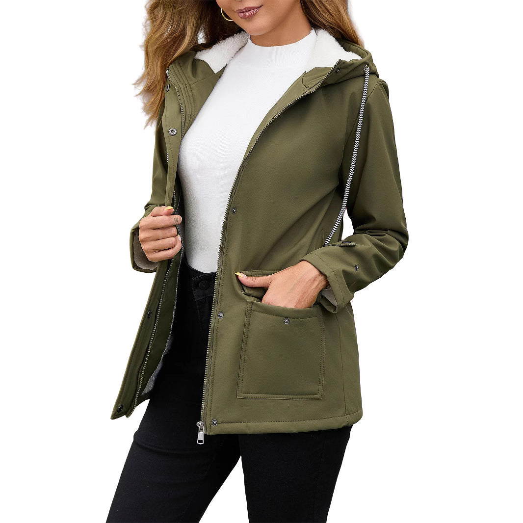 Damen Modische Outdoor-Jacke mit Fleece-Futter – Célinea