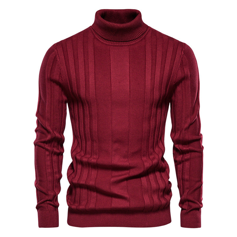 Herren Strickpullover mit hochgeschlossenem Kragen und eleganter Rippstruktur Echoarchiv